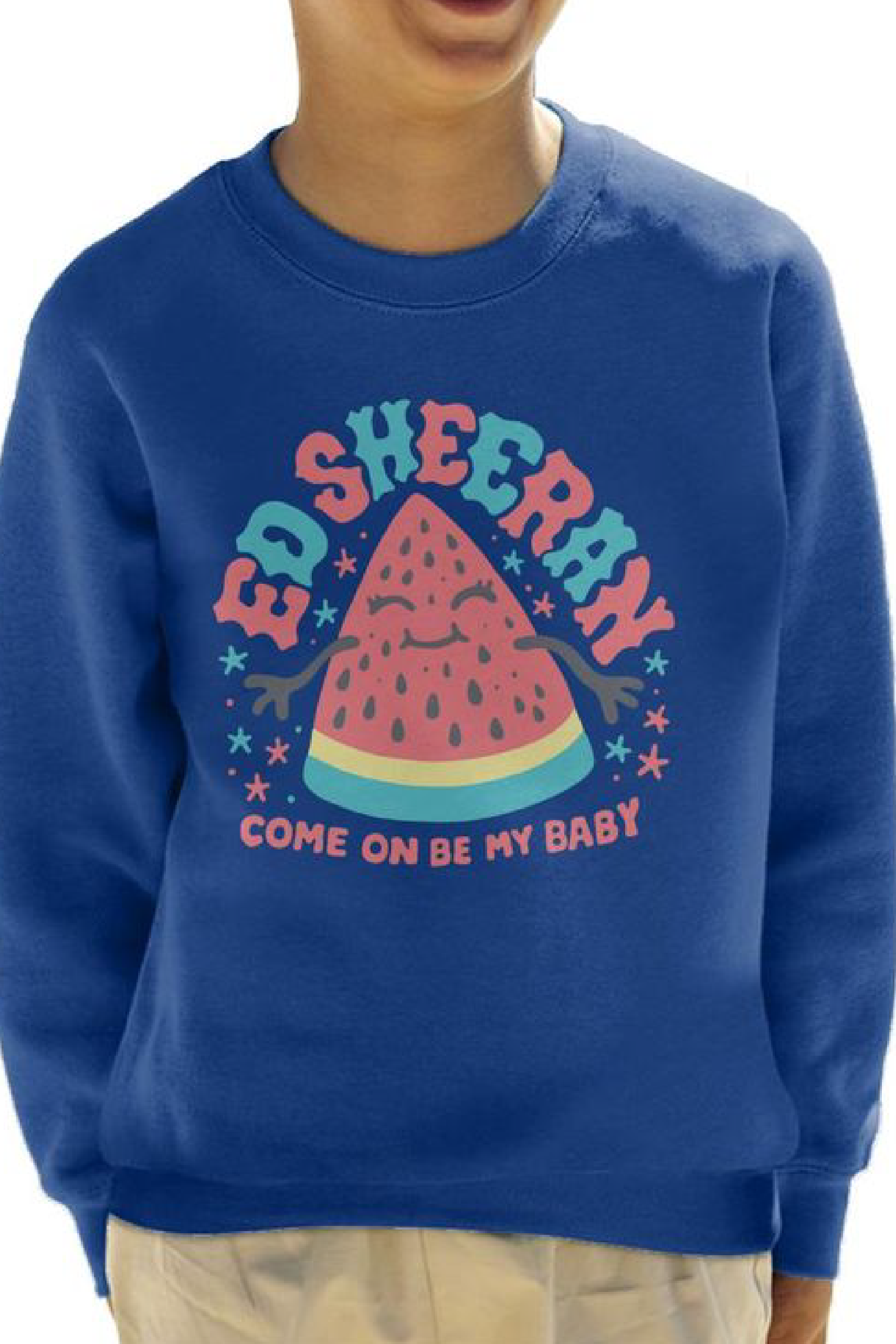 Ed Sheeran Equals Watermelon Come On Be My Baby Kid's Sweatshirt - White _ Large (9-11 yrs)-01