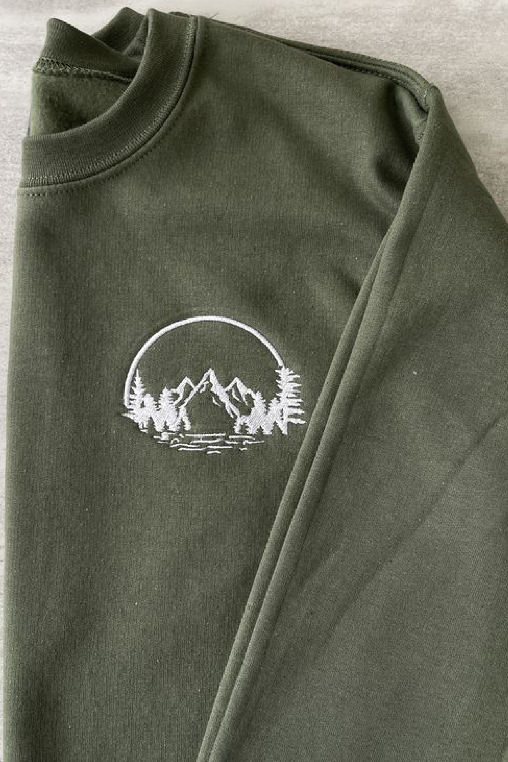 Trees and Mountain Sweatshirt, Embroidered Mountains and Trees Sweatshirt-01